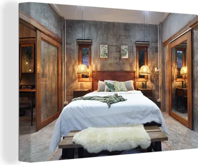 Obrázok produktu pre OneMillionCanvasses® - Obrazy na plátne - 140x90 cm, Tropical Bedroom, Wall Art Print Nástenná dekorácia