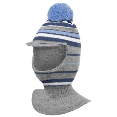 Produktbild von Jungen Wintermütze Schalmütze Schlauchmütze Strickmütze warme Mütze, Hellgrau-Blau