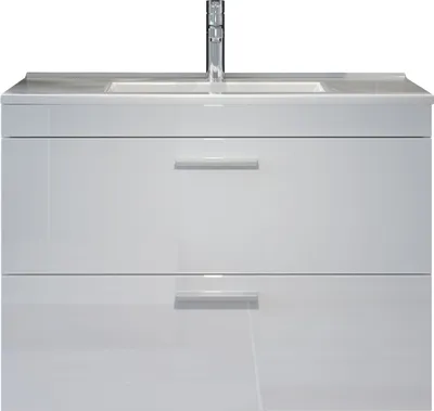 Produktbild von trendteam Bad Waschbeckenunterschrank Devon Weiß Melamin/Weiß Hochglanz Tiefzieh 81 x 59 x 47 cm