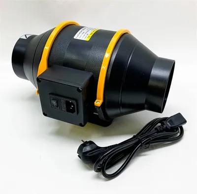 Produktbild von FanGoFast Rauchabzug Rohrventilator 100 mm Inline-Kanalventilator Abluftventilator Rohrlüfter 230 V Leise mit IEC-Steckdose EU-Stecker + 1,5 m EU Netzkabel für Badezimmer, Büro, Wachstumsräume