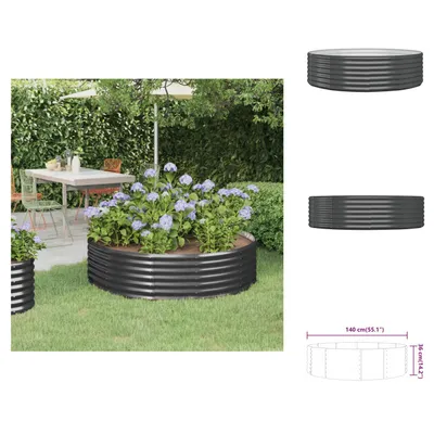 Image de vidaXL Lit surélevé Acier revêtu par poudre 140x140x36 cm Anthracite - Pots de fleurs & Jardinières