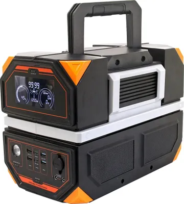Image de Station de charge Technaxx TX-231, 917 Wh, 1200 W, USB-C, USB-A, 2 x 230 V, prise allume-cigare, charge allume-cigare/secteur/solaire (en option), noir/orange