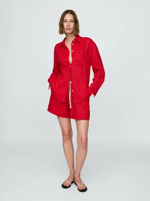 Produktbild von GAP Leinen Shorts S Rot mit lockerem Schnitt, elastischem Bund, Kordelzug und Seitentaschen