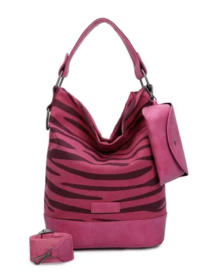 Zdjęcie produktu dla Fritzi aus Preußen Torba na ramię Canvas Izzy07 Olga Hobo Bag Zebra Pink