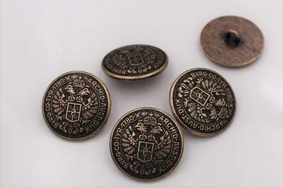 Immagine prodotto di Bottoni antichi in ottone nero, 16 mm, con aquila in metallo
