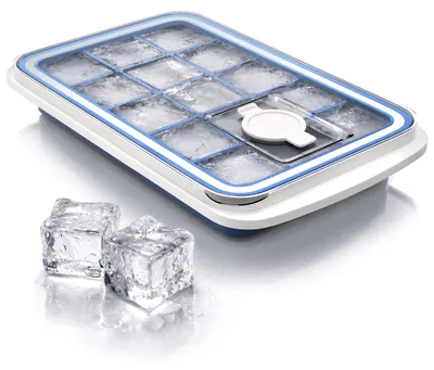 Produktbild von Arendo Eiswürfelform Silikon mit Deckel und Einfüllöffnung, 350ml, 15 Eiswürfel, spülmaschinengeeignet, stapelbar, quadratisch, leichtes Herauslösen, BPA-frei