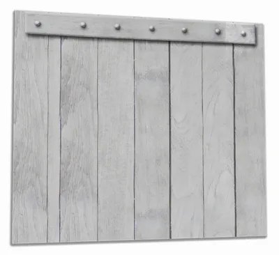 Produktbild von Wallario Herdabdeckplatte aus Glas, Größe 60 x 52 cm 1-teilig, Motiv Graue Holztür
