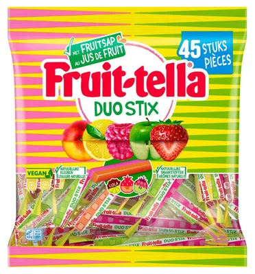 Obrázok produktu pre Fruittella Duo Sticks 400g – Ovocné žuvacie sladkosti s dvoma príchuťami