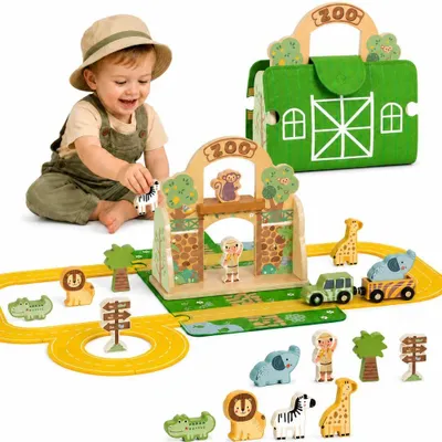 Imagen del producto de Tooky Toy Mini Zoo Juego de bolsas portátiles para animales