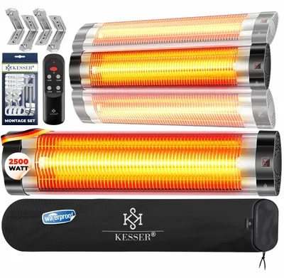 Produktbild von KESSER® Infrarotstrahler 2500W Infrarot Heizstrahler mit Fernbedienung, 3 Stufen, Instant-Heat, Wandhalterung, Terrassenstrahler, Quarzstrahler, Terrassenheizer, inkl. Schutzhülle, Timer
