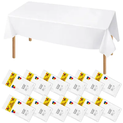 12er-Pack weiße Wegwerftischdecken, 137x274 cm, wasserdicht, PEVA