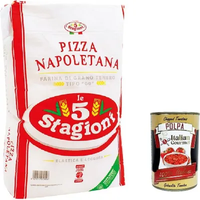 Produktbild von Pizza Mehl Le 5 Stagioni Napoletana 25 kg Sack - Weizenmehl Typ 00, Farina di grano tenero tipo "00" Italien + Italian Gourmet polpa 400g
