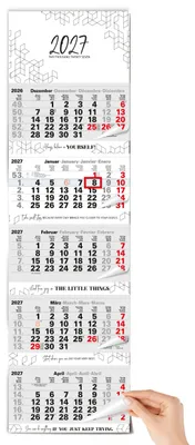 Produktbild von 5 Monatskalender 2027 Block XL 33x115 cm Motivation Schieber MetallöseDE/EN/FR/ES