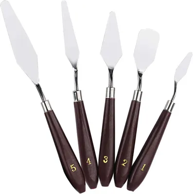 Produktbild von 5-teiliges Ölmalspachtel-Set, Malmesser-Set, Palettenmesser, Farbspatel, Farbschaber