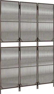 Produktbild von vidaXL Paravent 3-tlg. Braun Poly Rattan