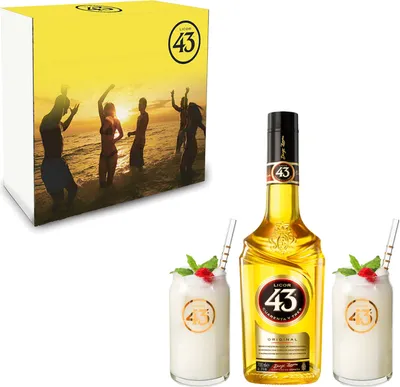 Produktbild von Licor 43 Geschenkset - Licor 43 Cuarenta y Tres 0,7L 31% Vol. + 2 x Longdrink Gläser mit Geschenkverpackung- [Enthält Sulfite]
