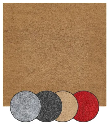 Selbstklebende Filzfliese, beige, ausgelegt für Innenräume, mit Farbmustern in grau, anthrazit, rot.