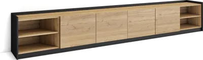 Produktbild von TV-Schrank, Lowboard, 310x37x50cm, Für TV-Geräte bis zu 80", Fernsehtisch, Eiche Schwarz