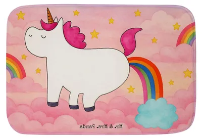 Produktbild von Badteppich mit Einhorn-Motiv - Geschenk, Badematte, lustig, Badläufer, Teppich für das Bad, Badvorleger, Badezimmerteppich, Glitzer, Regenbogen