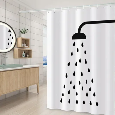 Produktbild von LIONMOOD Duschvorhang - Badewannen Vorhang inkl. Haken - Polyester Textil - 180x200cm - Duschkopf