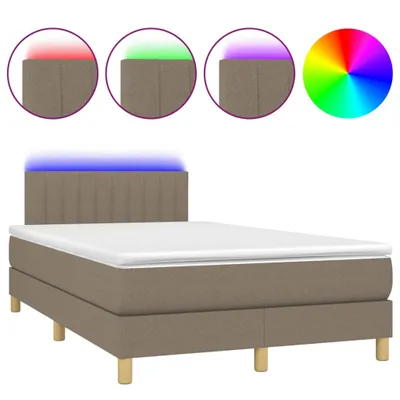Produktbild von Boxspringbett mit Matratze & LED Taupe 120x200 cm Stoff