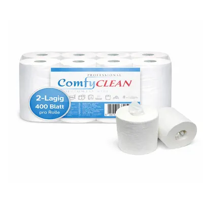 Produktbild von 6 Handtuchrolle MIDI Tissue Hochweiß 400 Blatt - 2 Lagig 18,5 x 20 cm - Papierrollen Innenabwicklung und Außenabwicklung - 6 Rollen
