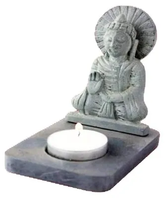 Obrázok produktu pre Stojan na čajovú sviečku Mydlový kameň Budha -- 11 cm