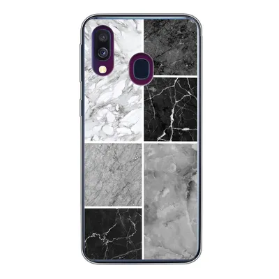Produktbild von MuchoWow® Handyhülle Schutzhülle Hülle für Samsung Galaxy A40 Marmor - Schwarz - Weiß Silikon Softcase Handy Hülle - Handy-Tasche