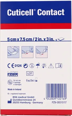 Image de Cuticell Contact 5 cm x 7,5 cm compresse élastique souple en silicone, 5 pces Pansements adhésifs