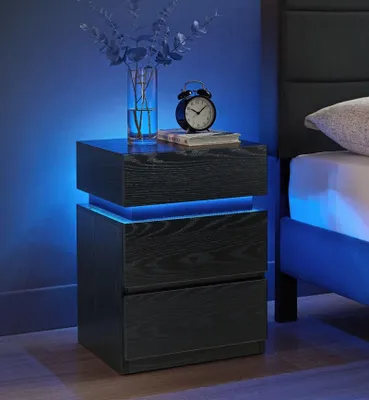 Produktbild von Weißer LED-Nachttisch mit viel Stauraum – 35 x 40 x 55 cm