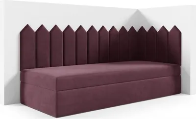 Produktbild von LIKMA Kinderbett 100x200 cm Dunkles Violett Bett mit Bettkasten Jugendbett Polsterbett Kopfteil Velvet Stoff