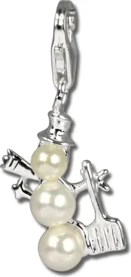 Image de SilberDream Charm pendentif bonhomme de neige blanc perle 925 argent véritable FC246W