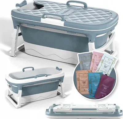 Produktbild von Faltbare Silikonbadewanne Blau Tragbares Bad Home SPA 110cm