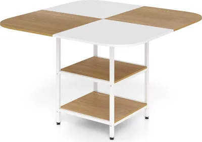Image de Table à manger avec étagères, 120 x 120 cm, 4 places