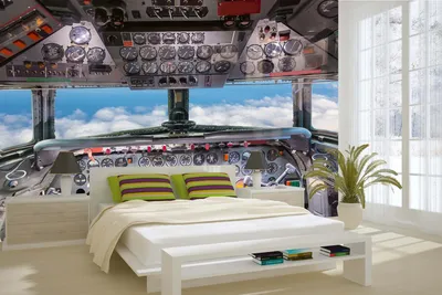 Produktbild von Vlies Fototapete FLUGZEUGCOCKPIT 375 x 250 cm (inkl. Kleister) - Vlies Tapete, Wandtapete, Wandbilder - Tapete für Wohnzimmer Schlafzimmer, Büro, Küche - Montagefertig