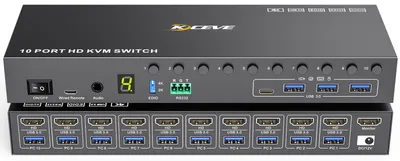 Image de Commutateur KVM 10 ports, 8 ports HDMI, résolution 4K à 60 Hz, avec simulation EDID