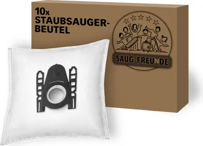 A vacuum cleaner bag and its packaging are displayed.