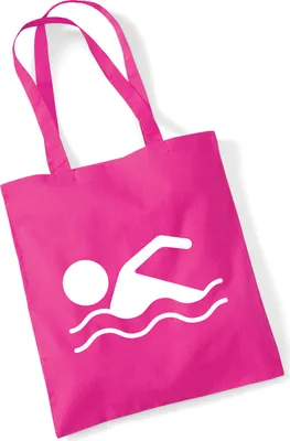 Produktbild von Huuraa Jutebeutel Schwimmen Silhouette 10 Liter Fuchsia Baumwolle Tasche Geschenkidee