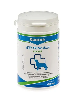 Produktbild von Canina Welpenkalk, Hund, Puder, Gesundheit der Knochen, Zahnpflege, Allgemeiner Gesundheitszustand, Welpe, Kalzium, Topf