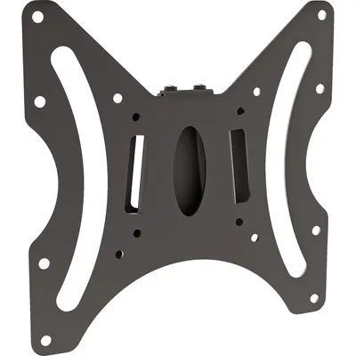 A black metal TV wall mount is shown against a white background.
