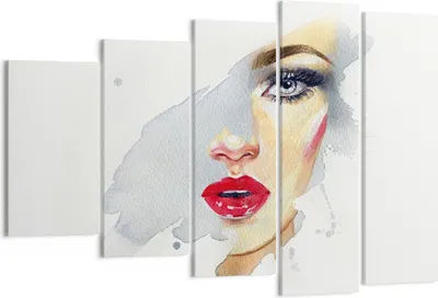 Produktbild von Bild auf Leinwand - Leinwandbild - 5 Teile - Aquarell Frau Mund - 150x100cm - Wand Bild - Wanddeko - Wandbilder - Leinwanddruck - Bilder - Wanddekoration - Leinwand bilder - Wandbild - EG150x100-4891