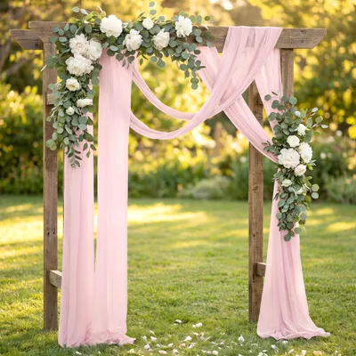 Hochzeitsvorhang 75x600 cm, transparent, rosa, Chiffon