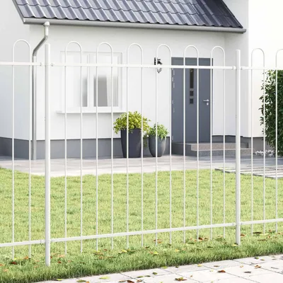 Produktbild von Maison Exclusive - Gartenzaun 2 pcs Weiß 3,4 x 1,2 m Pulverbeschichteter Stahl