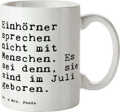 Produktbild von Mr. & Mrs. Panda Kaffeebecher Einhörner sprechen nicht mit... - Weiß - Geschenk, Tasse, Trinkbecher, lustiger Spruch, Kaffeetasse, Sprüche, Becher, Freundin, Geburtstag