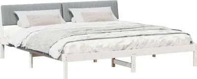 Productafbeelding van Bedframe Wit en lichtgrijs 200 x 200 cm Massief grenenhout