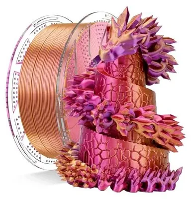 Zdjęcie produktu dla Filament pla silk 1 75 mm trójkolorowy czerwono złoto fioletowy do drukarki