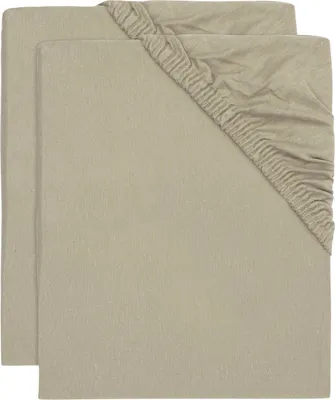 Produktbild von Jollein Jersey Bettlaken - 60 x 120 cm - 2 Stück - Olive Green