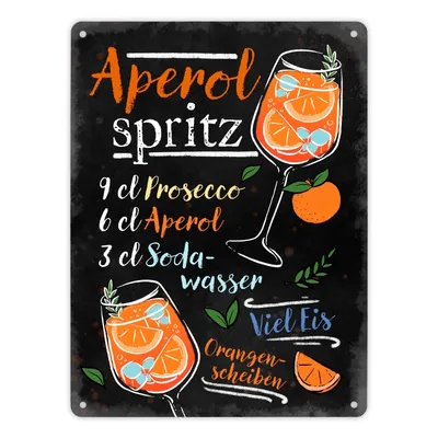 Produktbild von Cocktail-Rezept Aperol Spritz Metallschild XL in 21x28 cm
