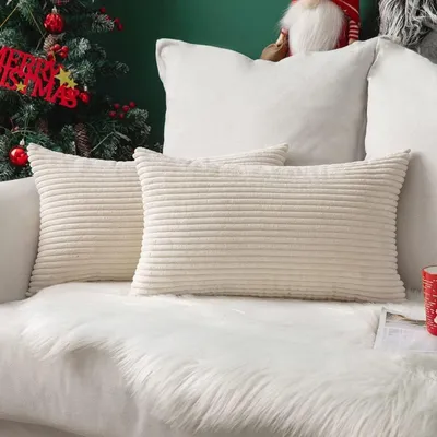 Produktbild von Kissenbezüge 2er Set Kord mit Verstecktem Reißverschluss 30x50 cm Beige