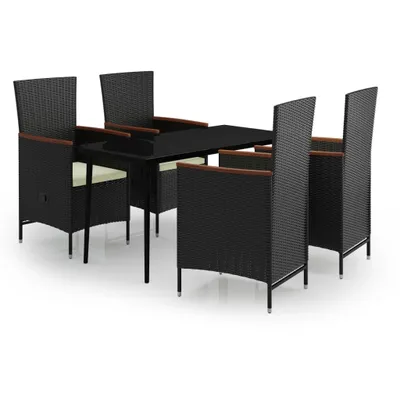 Obrázok produktu pre vidaXL 5-dielny záhradný jedálenský set s vankúšmi Black